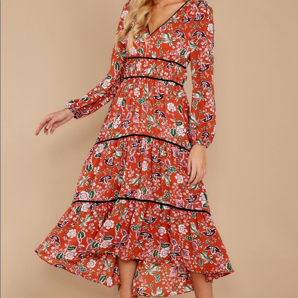 Rust Tiered Small Red Dress Boutique